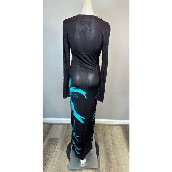 NWT Louisa Ballou Long Helios V-Neck Sheer Maxi Dress Sz Small $790 - Picture 8 of 11